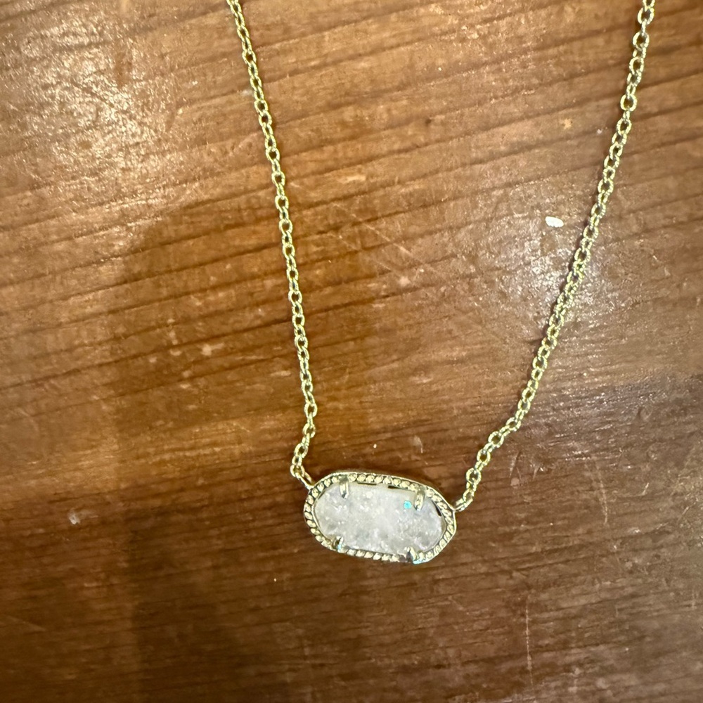 Kendra Scott Gold Necklace with White Stone